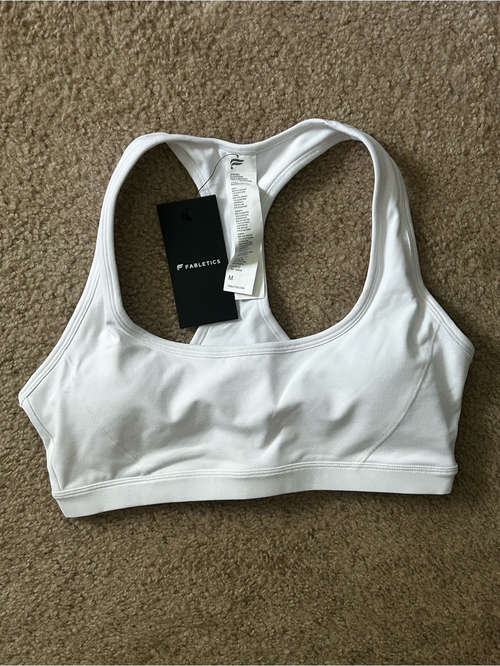 NWT Fabletics White Racerback Sports Bra Size M